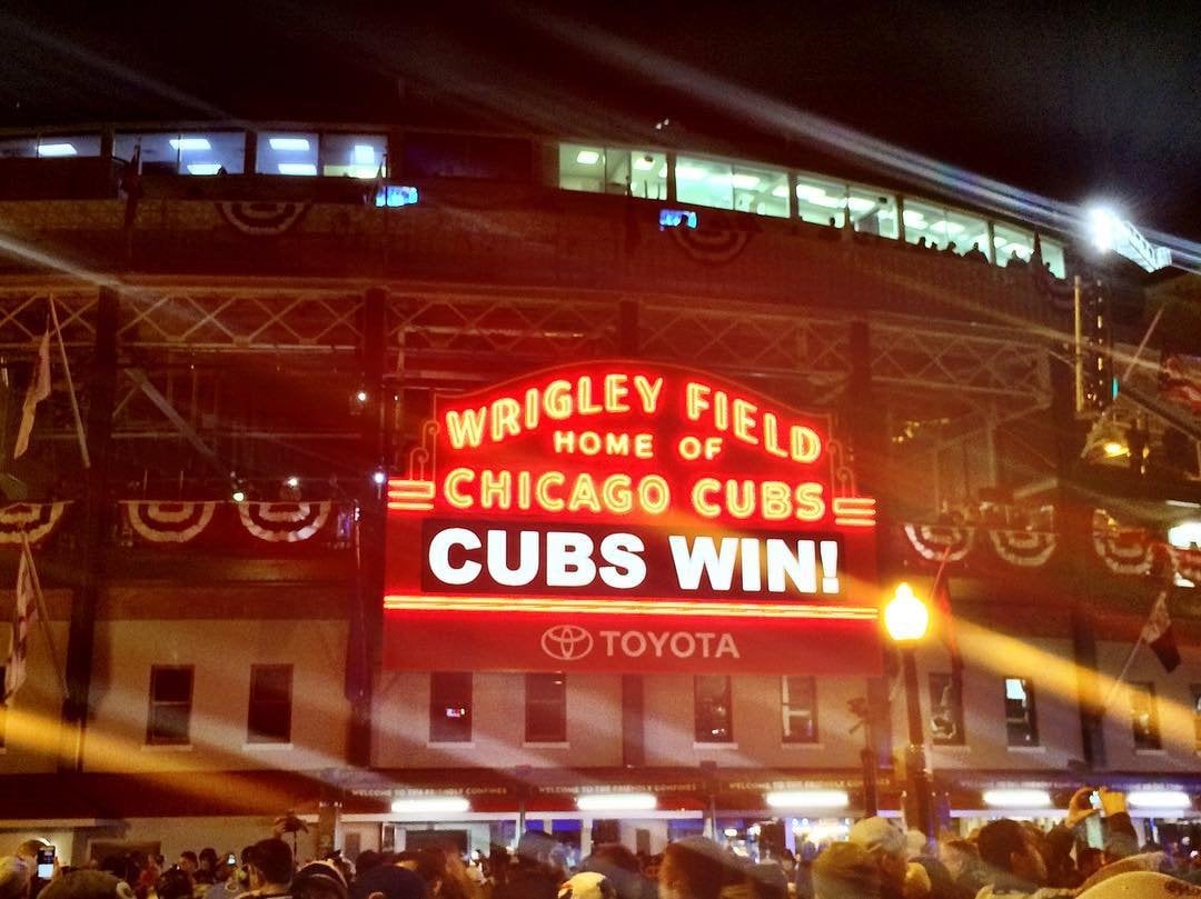 Wrigley Field baseball stadium in Chicago filled with fans during a game